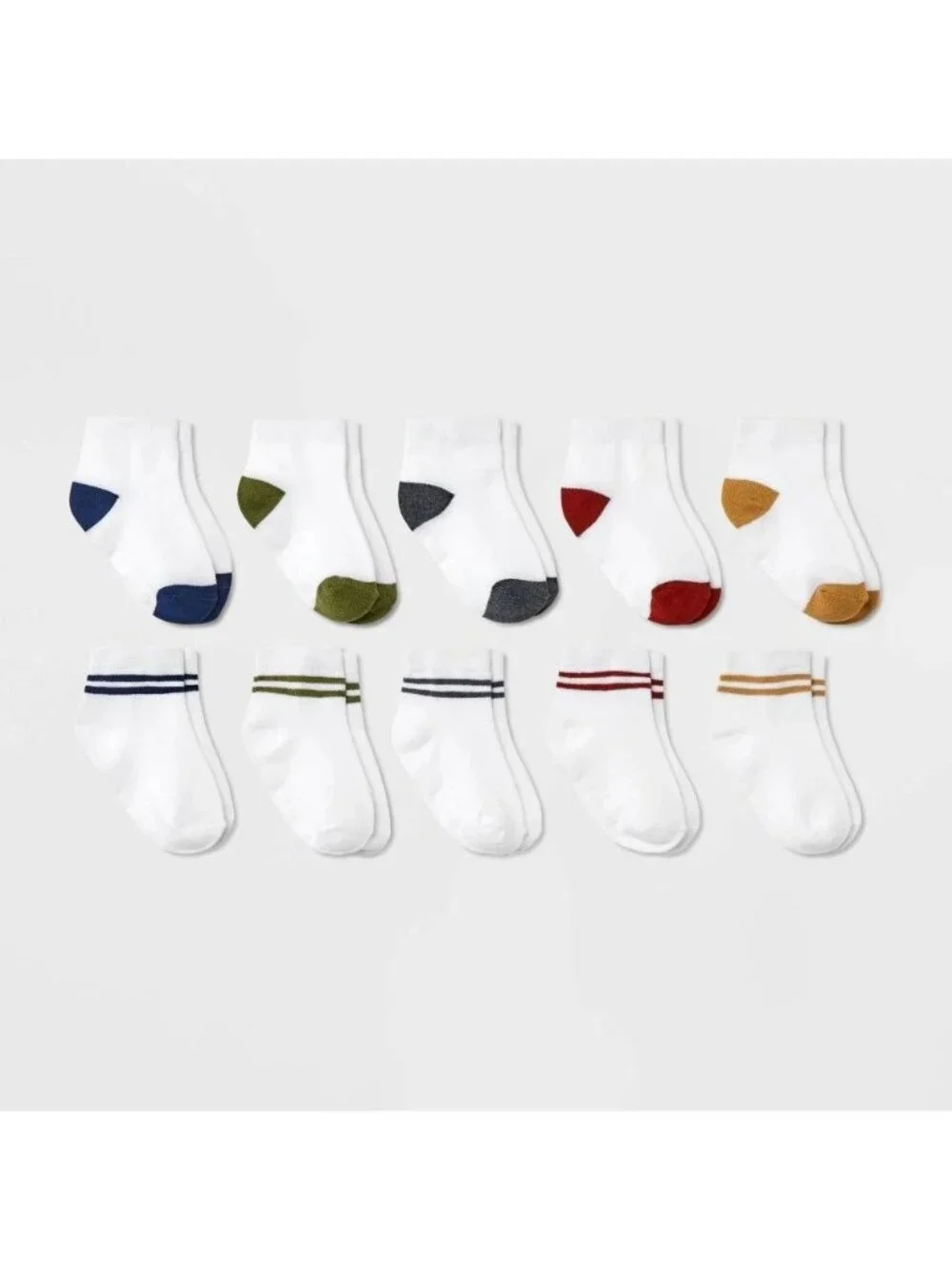 NWT Baby 10pk Striped Ankle Socks - Cat & Jack 6-12M: Knit Rib Cuffs, Midweight